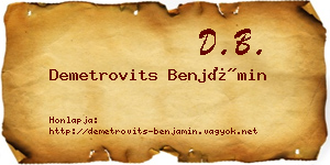 Demetrovits Benjámin névjegykártya